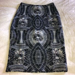 Jewel/Diamond Printed Pencil Skirt